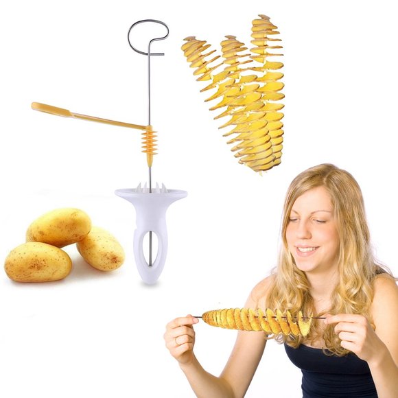 6-Piece Set: Easy Handheld Tornado Fries Maker and Potato Spiral Cutter - Picture 3 of 4